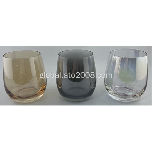 tumblers glassware Stemless Wine Glass With Plating Amber Supplier